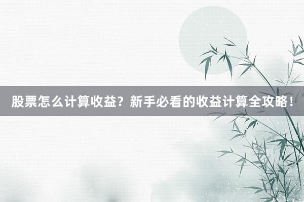 股票怎么计算收益？新手必看的收益计算全攻略！