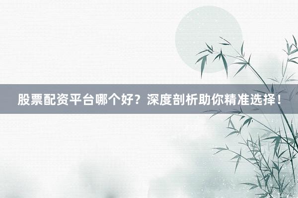 股票配资平台哪个好？深度剖析助你精准选择！
