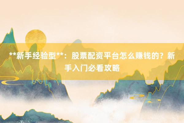 **新手经验型**：股票配资平台怎么赚钱的？新手入门必看攻略
