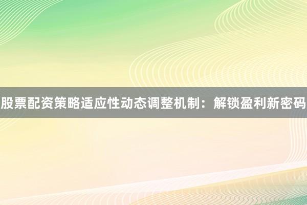 股票配资策略适应性动态调整机制：解锁盈利新密码