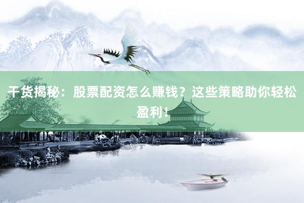 干货揭秘：股票配资怎么赚钱？这些策略助你轻松盈利！
