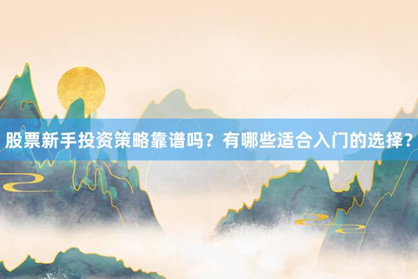 股票新手投资策略靠谱吗？有哪些适合入门的选择？