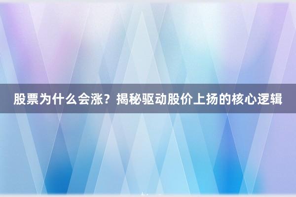 股票为什么会涨？揭秘驱动股价上扬的核心逻辑