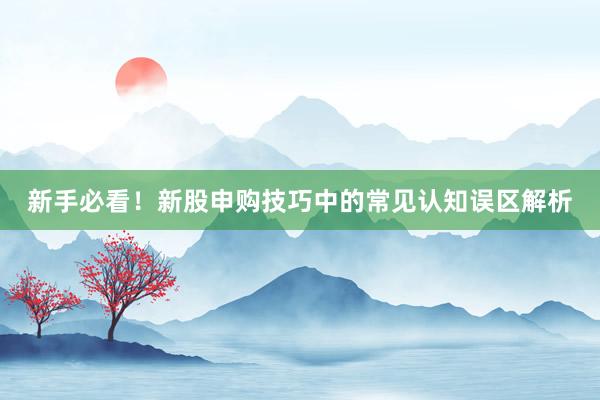 新手必看！新股申购技巧中的常见认知误区解析