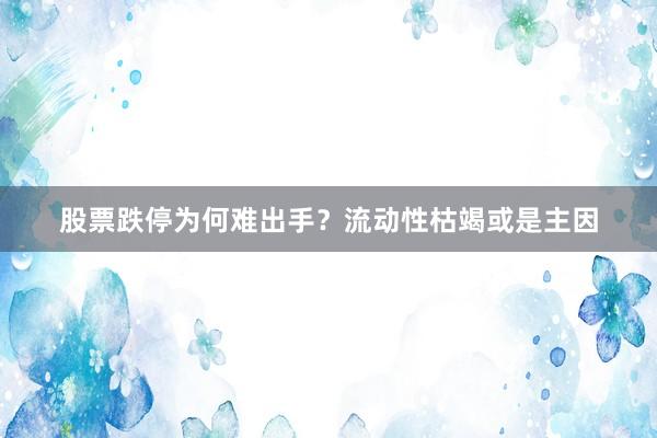 股票跌停为何难出手？流动性枯竭或是主因