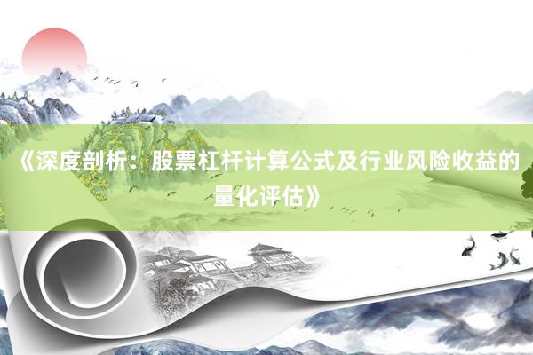 《深度剖析：股票杠杆计算公式及行业风险收益的量化评估》