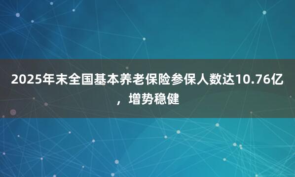 2025年末全国基本养老保险参保人数达10.76亿，增势稳健
