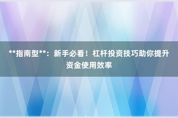 **指南型**：新手必看！杠杆投资技巧助你提升资金使用效率
