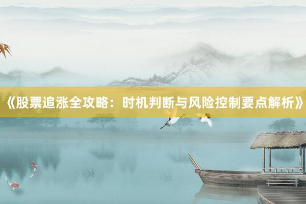 《股票追涨全攻略：时机判断与风险控制要点解析》